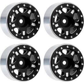 4pcs 1" CNC Aluminum Alloy Wheel Rims Fit for 1/24 Scale Axial SCX24 Deadbolt RC Crawler Car Upgrades Accessories (Orange+Silver)