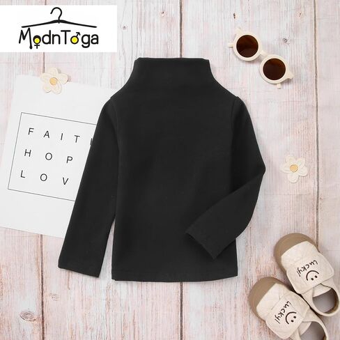 تي شيرت MODNTOGA للأطفال البنات الأساسي ذو لون سادة بياقة مدورة وأكمام طويلة in Kuwait
