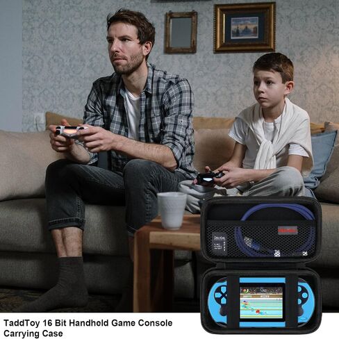 Elonbo Carrying Case Compatible with TaddToy 16 Bit Handheld Game Console for Kids Adults, Classic Retro Video Games Travel Storage Cover Bag, Portable Electronic Game Player Organizer Holder, Blue in Kuwait