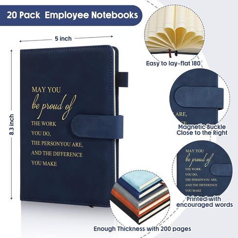 Roowest 20 Pcs Team Gifts for Employees Thank You Bulk Gifts A5 Leather Notebooks May You Proud of The Work You Do Journals for Christmas Client Gifts Volunteer Appreciation(5 Color,Proud) in Saudi Arabia