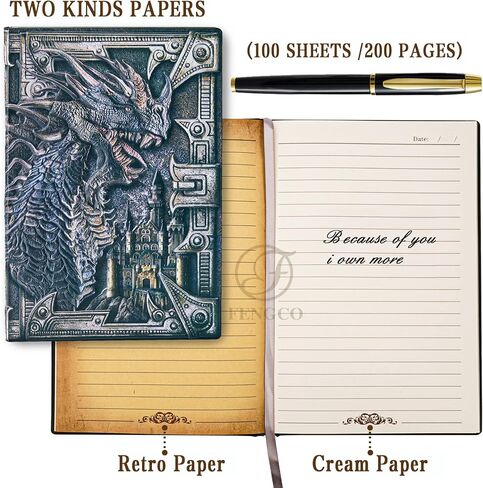 3D Dragon Embossed Journal Writing Notebook with Pen Set,Hardcover DND Journal Handmade Daily Notepad Travel Diary,RPG Accessories Gift for DM's&D&D Players,Men&Women in Saudi Arabia