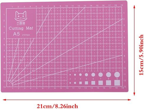 حصيرة خياطة ذاتية الشفاء مقاس A5 210 × 150 مم لوحة تقطيع PVC ذاتية الشفاء احترافية غير قابلة للانزلاق لوح تقطيع متين لخياطة اللحف اليدوية وأداة مشاريع الفنون والحرف اليدوية (وردي) in Saudi Arabia