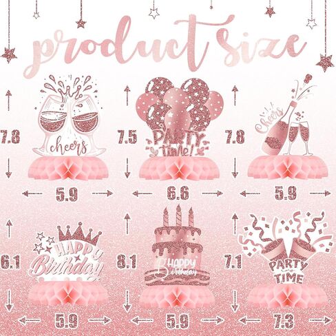 Pink Rose Gold Party Decorations, 12Pcs Pink Rose Gold Honeycomb Birthday Decorations, Elegant Rose Gold Table Toppers Party Decorations for Women, Perfect Birthday Table Decorations in Saudi Arabia