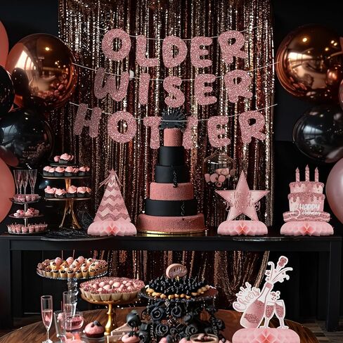 Pink Rose Gold Party Decorations, 12Pcs Pink Rose Gold Honeycomb Birthday Decorations, Elegant Rose Gold Table Toppers Party Decorations for Women, Perfect Birthday Table Decorations in Saudi Arabia
