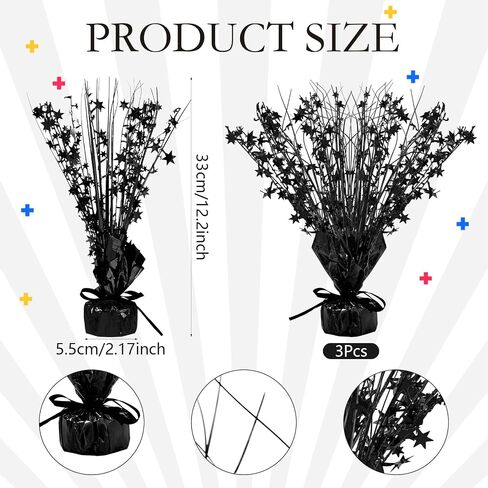 Crowye 3 Pieces Metallic Foil Spray Centerpiece Christmas Party Star Table Decoration Burst Centerpieces Winter Table Centerpieces for Birthday New Year Party Holiday(Gold) in Saudi Arabia