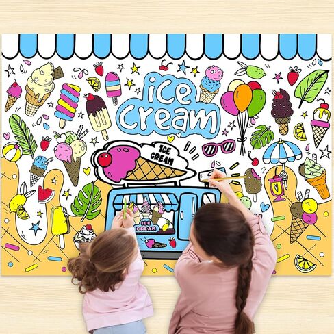 Giant Coloring Poster, Large Wall Coloring Tablecloth for Kids, Drawing Paper Table Cover for Boys Girls, Perfect for DIY Arts Crafts Classroom Group Activities(55.1''*23.6'') in Kuwait