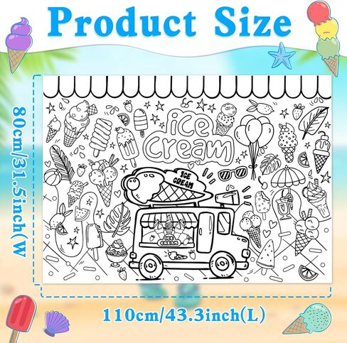 Giant Coloring Poster, Large Wall Coloring Tablecloth for Kids, Drawing Paper Table Cover for Boys Girls, Perfect for DIY Arts Crafts Classroom Group Activities(55.1''*23.6'') in Kuwait