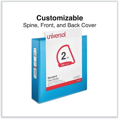 Universal UNV20733 11 in. x 8.5 in. 2 in. Capacity 3 Rings Slant D-Ring View Binder - Light Blue in Saudi Arabia