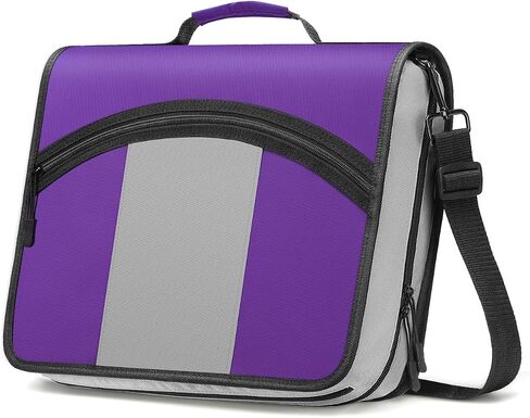 MoKo Zipper Binder, 3 inch 3 Ring Binder with Zipper, 600 Sheet Capacity Oxford Cloth Multi-Pocket School Binder Organizer, Handle and Shoulder Strap Included, Purple & Gray in Saudi Arabia