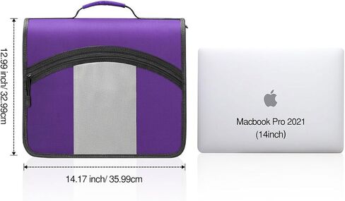MoKo Zipper Binder, 3 inch 3 Ring Binder with Zipper, 600 Sheet Capacity Oxford Cloth Multi-Pocket School Binder Organizer, Handle and Shoulder Strap Included, Purple & Gray in Saudi Arabia