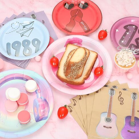 TS Birthday Themed Party Supplies for 30 Guests - 100PCS Music Party Tableware Decorations Including Paper Plates Napkins for Girls Fans Birthday Party, 9 inch in Saudi Arabia