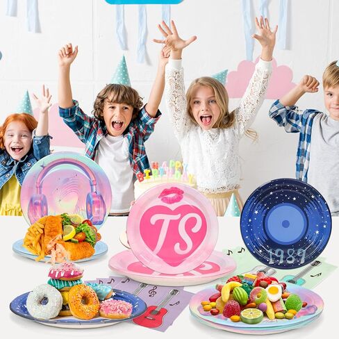 TS Birthday Themed Party Supplies for 30 Guests - 100PCS Music Party Tableware Decorations Including Paper Plates Napkins for Girls Fans Birthday Party, 9 inch in Saudi Arabia