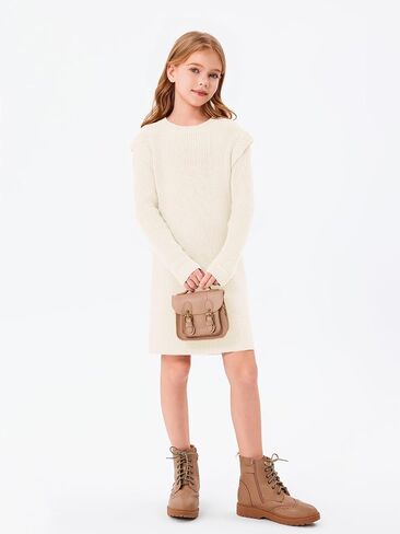Haloumoning الفتيات طويلة الأكمام سترة فستان الاطفال عادية Crewneck بلوفر مغزول لاعبا 5-14 سنة in Kuwait