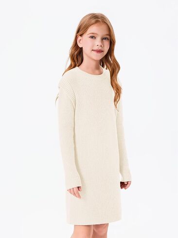 Haloumoning الفتيات طويلة الأكمام سترة فستان الاطفال عادية Crewneck بلوفر مغزول لاعبا 5-14 سنة in Kuwait