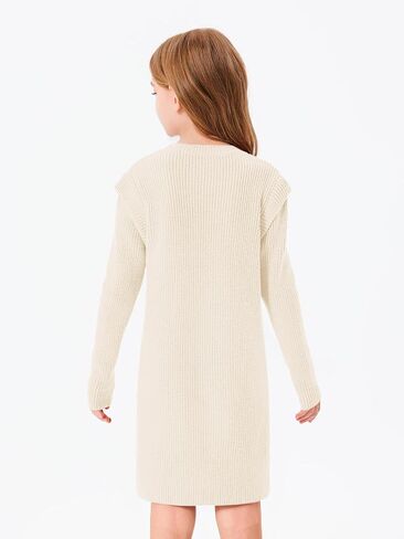 Haloumoning الفتيات طويلة الأكمام سترة فستان الاطفال عادية Crewneck بلوفر مغزول لاعبا 5-14 سنة in Kuwait