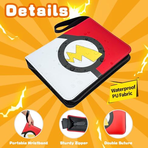 Trading Card Binder, 4 Pocket Top Loader Binders with 55 Removable Sleeves, Waterproof Trading Binders, 3-Ring Zipper Trading Card Book Fits 440 Cards Collection Albums in Saudi Arabia