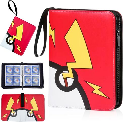 Trading Card Binder, 4 Pocket Top Loader Binders with 55 Removable Sleeves, Waterproof Trading Binders, 3-Ring Zipper Trading Card Book Fits 440 Cards Collection Albums in Saudi Arabia