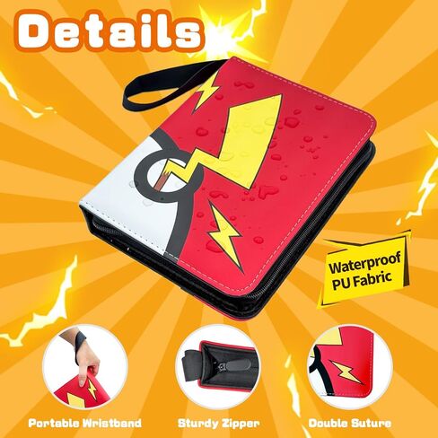 Trading Card Binder, 4 Pocket Top Loader Binders with 55 Removable Sleeves, Waterproof Trading Binders, 3-Ring Zipper Trading Card Book Fits 440 Cards Collection Albums in Saudi Arabia