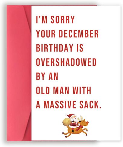 Funny December Birthday Card for Women Men, Happy Xmas Holiday Birthday for Best Friends, Hilarious Christmas Birthday Card Gifts for Him Her in Kuwait