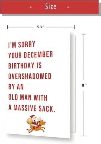 Funny December Birthday Card for Women Men, Happy Xmas Holiday Birthday for Best Friends, Hilarious Christmas Birthday Card Gifts for Him Her in Kuwait
