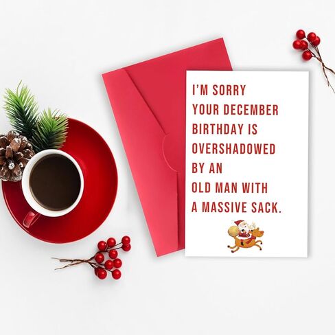 Funny December Birthday Card for Women Men, Happy Xmas Holiday Birthday for Best Friends, Hilarious Christmas Birthday Card Gifts for Him Her in Kuwait