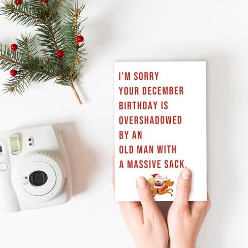 Funny December Birthday Card for Women Men, Happy Xmas Holiday Birthday for Best Friends, Hilarious Christmas Birthday Card Gifts for Him Her in Kuwait