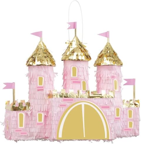 بيناتا قلعة الأميرة الفريدة ثلاثية الأبعاد - الورق المقوى والورق الوردي والذهبي، متعة الحفلات القصوى لأعياد ميلاد الأطفال والاحتفالات ذات الطابع الخاص (قطعة واحدة) in Kuwait