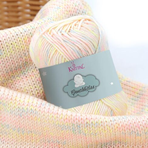 KnitPal GentleBliss Soft Baby Yarn for Crocheting, 100% Acrylic Yarn DK 3 Weight - Variegated Yarn for Knitting Baby Blankets - Colorful Yarn for Baby Garments - 8 Skeins, 880 yds/400g-Rainbow Cream in Kuwait