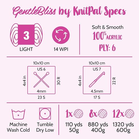 KnitPal GentleBliss Soft Baby Yarn for Crocheting, 100% Acrylic Yarn DK 3 Weight - Variegated Yarn for Knitting Baby Blankets - Colorful Yarn for Baby Garments - 8 Skeins, 880 yds/400g-Rainbow Cream in Kuwait