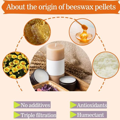 AHSNYLC Yellow Beeswax Pellets - Pure Beeswax Pastilles,Beeswax Beads Bulk,Beeswax Candle Making,Wax Pellets,Beeswax Wax Beads,Wax Bulk for DIY Making Candles,Skin Care,Soap Making Supplies (White) in Saudi Arabia
