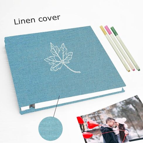 Photo Album Self Adhesive 4x6 8x10 Pictures Magnetic Scrapbook Album 40 Pages, Linen Cover DIY Album with 3 Metal Pen for Wedding Baby Family Travel (Sky Blue) in Saudi Arabia