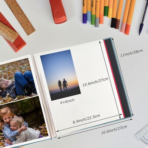 Photo Album Self Adhesive 4x6 8x10 Pictures Magnetic Scrapbook Album 40 Pages, Linen Cover DIY Album with 3 Metal Pen for Wedding Baby Family Travel (Sky Blue) in Saudi Arabia