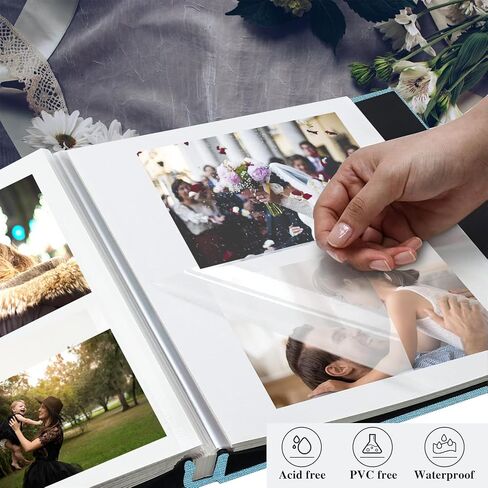 Photo Album Self Adhesive 4x6 8x10 Pictures Magnetic Scrapbook Album 40 Pages, Linen Cover DIY Album with 3 Metal Pen for Wedding Baby Family Travel (Sky Blue) in Saudi Arabia