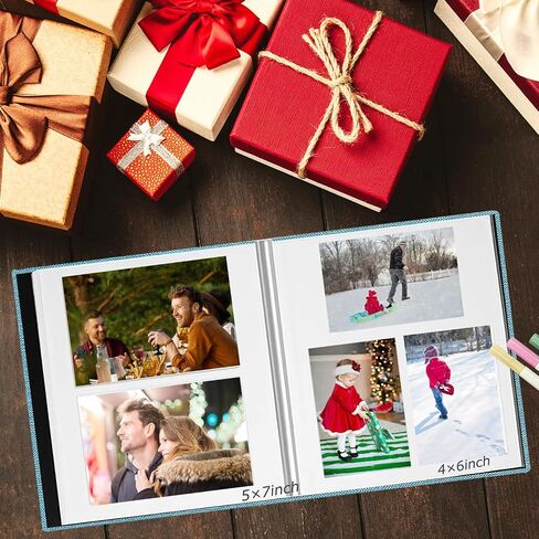 Photo Album Self Adhesive 4x6 8x10 Pictures Magnetic Scrapbook Album 40 Pages, Linen Cover DIY Album with 3 Metal Pen for Wedding Baby Family Travel (Sky Blue) in Saudi Arabia