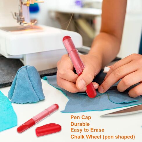 HARFINGTON 2 Colors Fabric Chalk Marker Tailors Liner Chalk Pen Style with Chalk Wheel Tip for Sewing Quilting & Crafts, Red/White in Saudi Arabia
