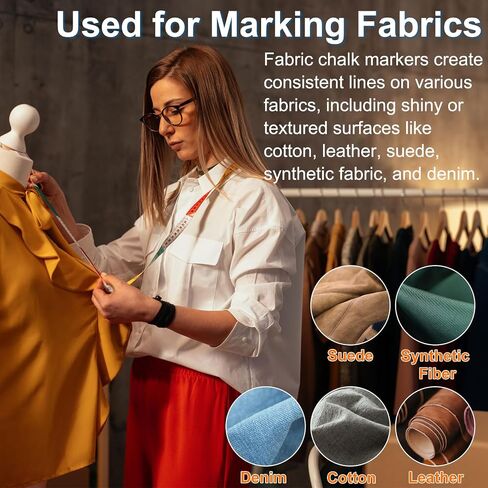 HARFINGTON 2 Colors Fabric Chalk Marker Tailors Liner Chalk Pen Style with Chalk Wheel Tip for Sewing Quilting & Crafts, Red/White in Saudi Arabia