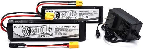 (2-Pack) 8.4V 3000mAh Ni-MH Battery with XT60 Plug and Balance Charger Replacement for 1/10 Brushed Radio Control Boats, 2WD and 4WD Cars, Trucks & Buggies in Saudi Arabia