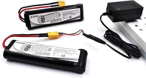 (2-Pack) 8.4V 3000mAh Ni-MH Battery with XT60 Plug and Balance Charger Replacement for 1/10 Brushed Radio Control Boats, 2WD and 4WD Cars, Trucks & Buggies in Saudi Arabia