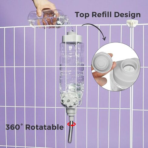 Vannon Dog Water Dispenser for Cage, 34oz Auto Feeding Crate Water Bottle for Dogs, Cats & Rabbits, Pet Nozzle Diameter: 12mm, BPA Free, Grey in Saudi Arabia