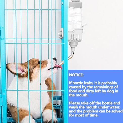 Vannon Dog Water Dispenser for Cage, 34oz Auto Feeding Crate Water Bottle for Dogs, Cats & Rabbits, Pet Nozzle Diameter: 12mm, BPA Free, Grey in Saudi Arabia