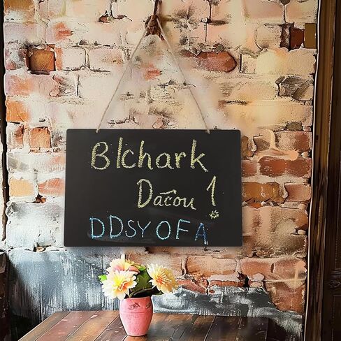 Erasable Message Board Sign 12 x 8 Inch Store Signs Chalkboard Wooden Hanging Chalkboard Signs with Hanging String Double Sided Painting Menu Chalkboard for Wedding Kitchen Home Party Bar Decoration in Saudi Arabia
