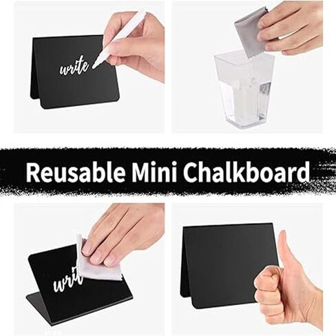 4""x3"" Mini Chalk Board Sign Reserved Table Signs Vendor Booth Display Items Food Labels for Party Buffet Catering Supplies Buffet Display, Black in Saudi Arabia