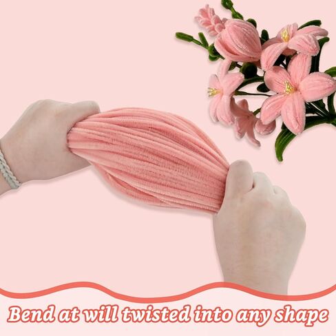 1500 قطعة من منظفات الأنابيب بألوان متنوعة من سيقان شانيل لديكورات الأعمال الفنية اليدوية، 5 ألوان من منظفات الأنابيب للمشاريع المدرسية الإبداعية، وردي، 6 مم × 12 بوصة in Kuwait