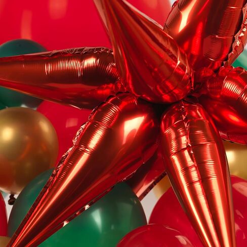 Merry Christmas Balloon Garland Arch Kit Emerald Green red and chrome gold balloos with Christmas Tree Santa Candy Cane Star 4D Square gift Mylar Foil Balloons for Winter Christmas Eve Decorations in Kuwait