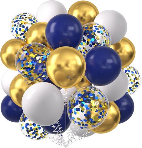 KALOR Red Yellow and Blue Balloons, 60 Pcs 12 Inch Red Blue Gold Confetti Latex Balloons for Baby Shower Birthday Bridal Shower Wedding Princess Theme Party Decorations in Kuwait