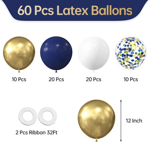 KALOR Red Yellow and Blue Balloons, 60 Pcs 12 Inch Red Blue Gold Confetti Latex Balloons for Baby Shower Birthday Bridal Shower Wedding Princess Theme Party Decorations in Kuwait