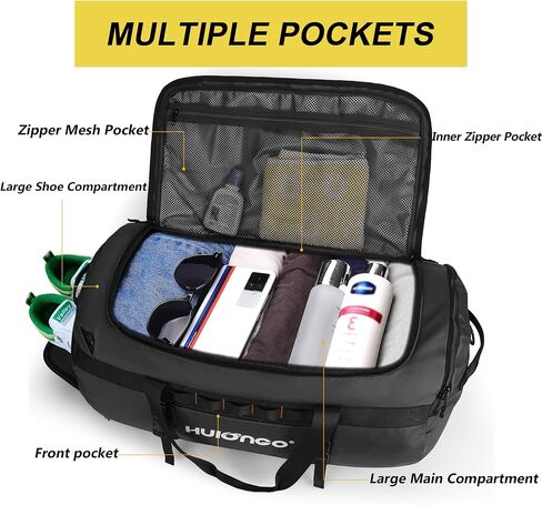 40L/60L/90L Large Waterproof Duffle Bag Backpack for Men, Mens Duffel Backpack Bags for Traveling, Heavy Duty (Green, 90l) in Kuwait