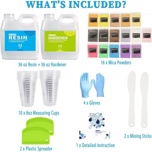 DR. RESIN 72oz Epoxy Resin Kit with 16 Colors Mica Powders No Bubble, No Yellowing Art Resin for Tabletop, DIY Craft, Jewelry Making in Saudi Arabia