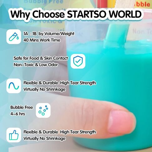 Silicone Mold Making Kit, 20A Turquoise Platinum RTV-2 Liquid Silicone Rubber 2.6 LB for Casting Resin, Soap, Candle, Clay, DIY Molds-1:1 by Volume with Tool 4 Cups, 4 Sticks,1 Pair Gloves in Saudi Arabia
