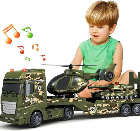 SpringFlower Toddler Boy Toys, 25" Large Police Truck Toy with Racing Car and Helicopter,3 in 1 Police Car Boy Toy, Christmas Birthday Gifts for Kids 3 4 5 6 Years Old in Saudi Arabia